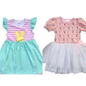 2 pieces set Little Toddler Girl Dress Kids Rabbit Bunny Tutu Tulle Easter party